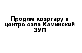 Продам квартиру в центре села Каминский 3УП